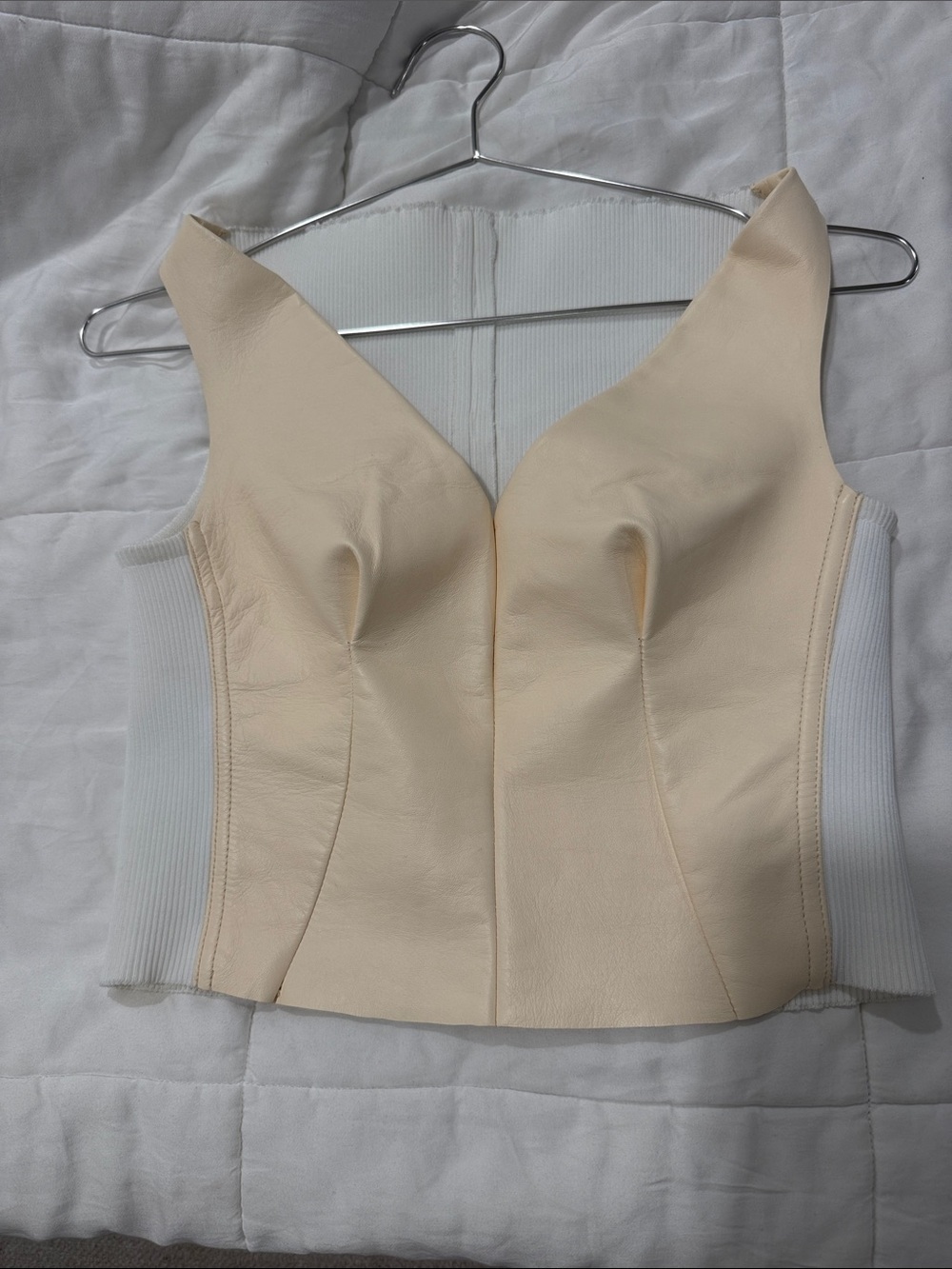 Marni Cream Leather Corset-Style Camisole